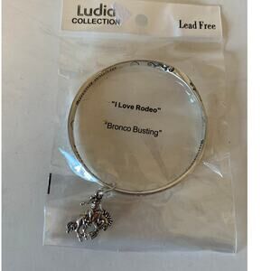 Rodeo bucking bronco bracelet bangle charm silver tone NEW